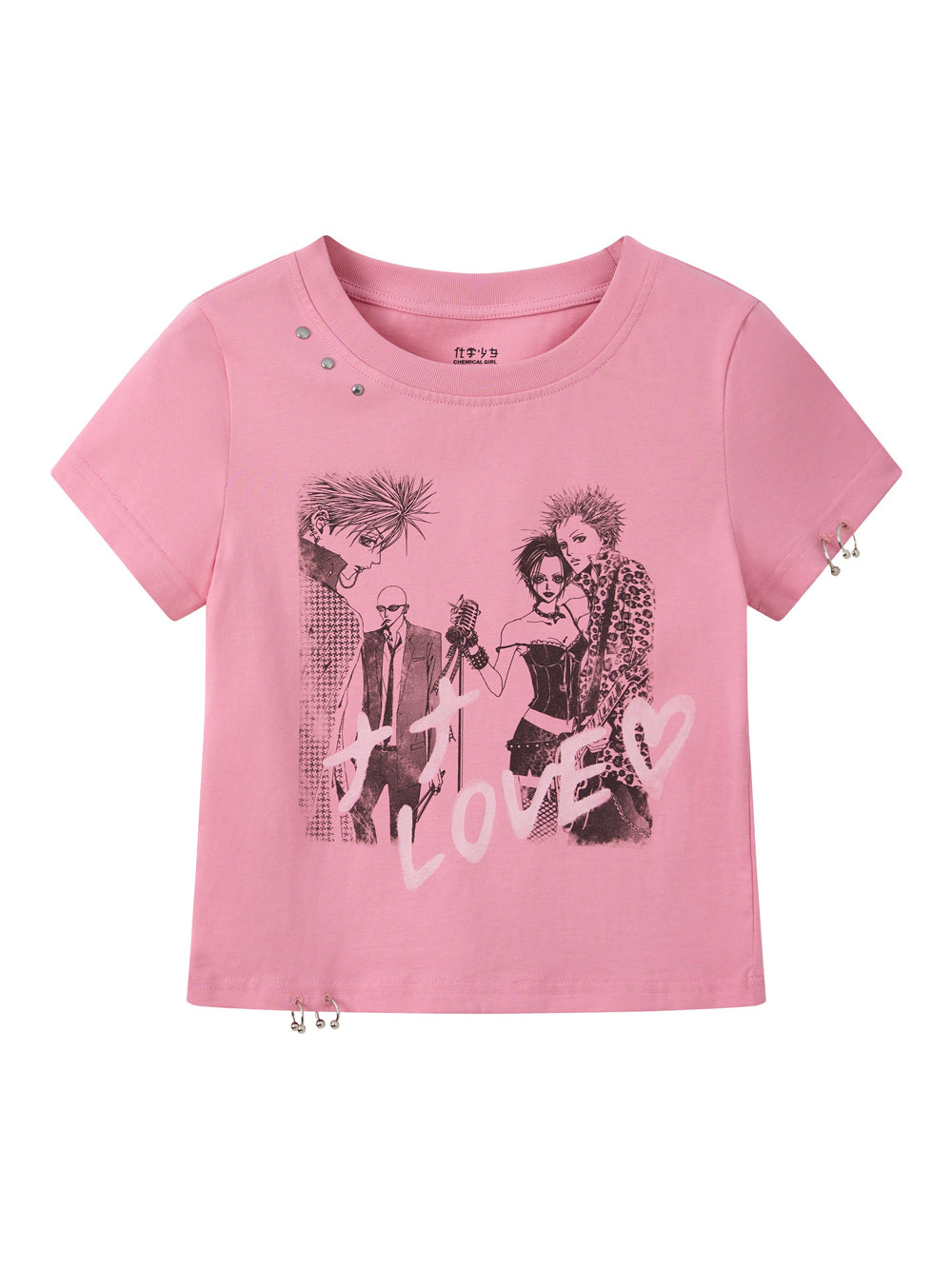 Manga Love Graphic Studded Baby Tee