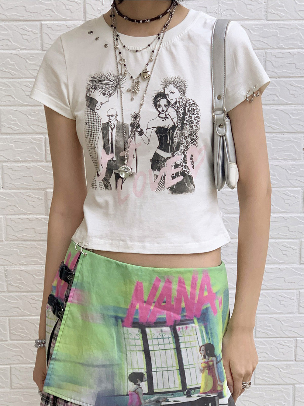 Manga Love Graphic Studded Baby Tee