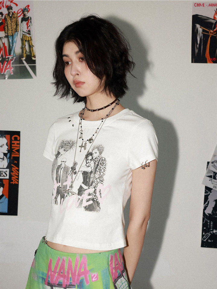 Manga Love Graphic Studded Baby Tee