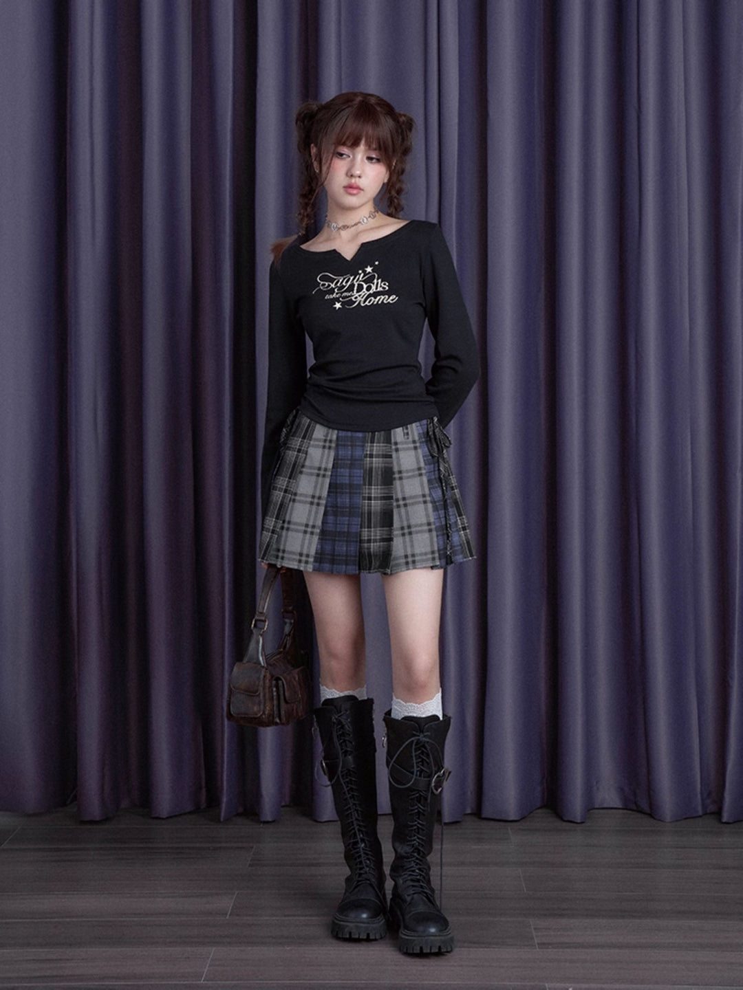 Star Script Notch Neck Top