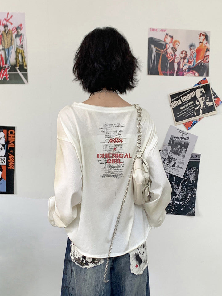 Manga Girl Graphic Oversized Long Sleeve Top