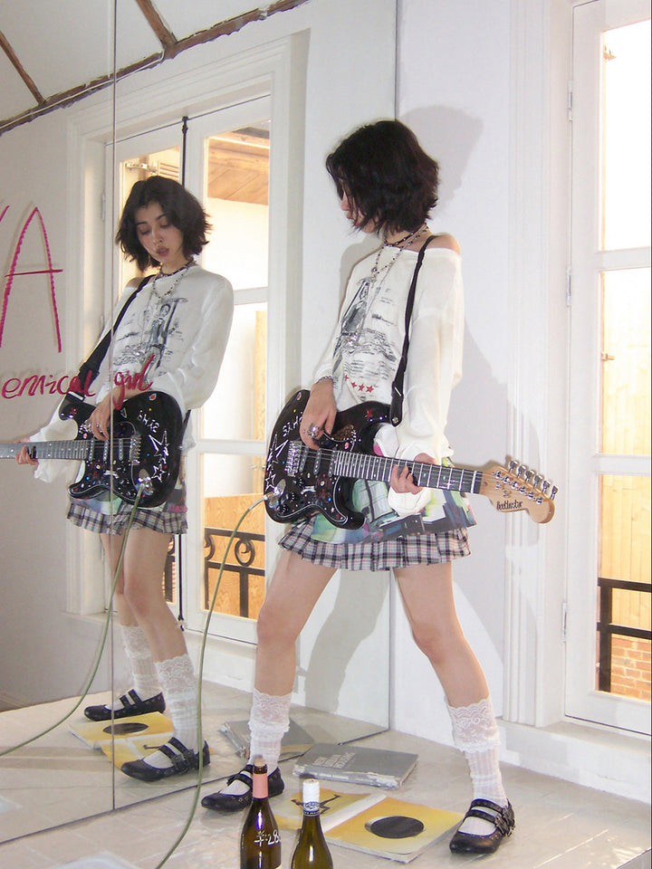 Manga Girl Graphic Oversized Long Sleeve Top