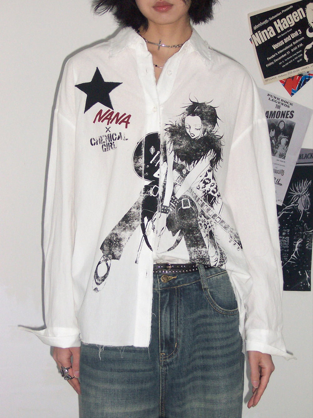 Manga Guitar Graphic Long Sleeve Shirt