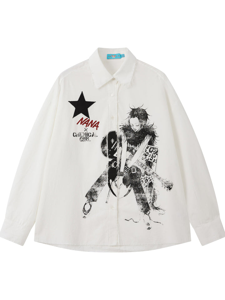 Manga Guitar Graphic Long Sleeve Shirt