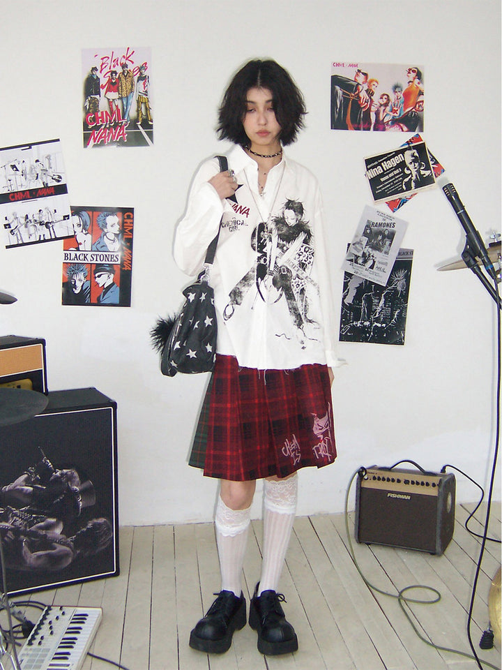 Manga Guitar Graphic Long Sleeve Shirt