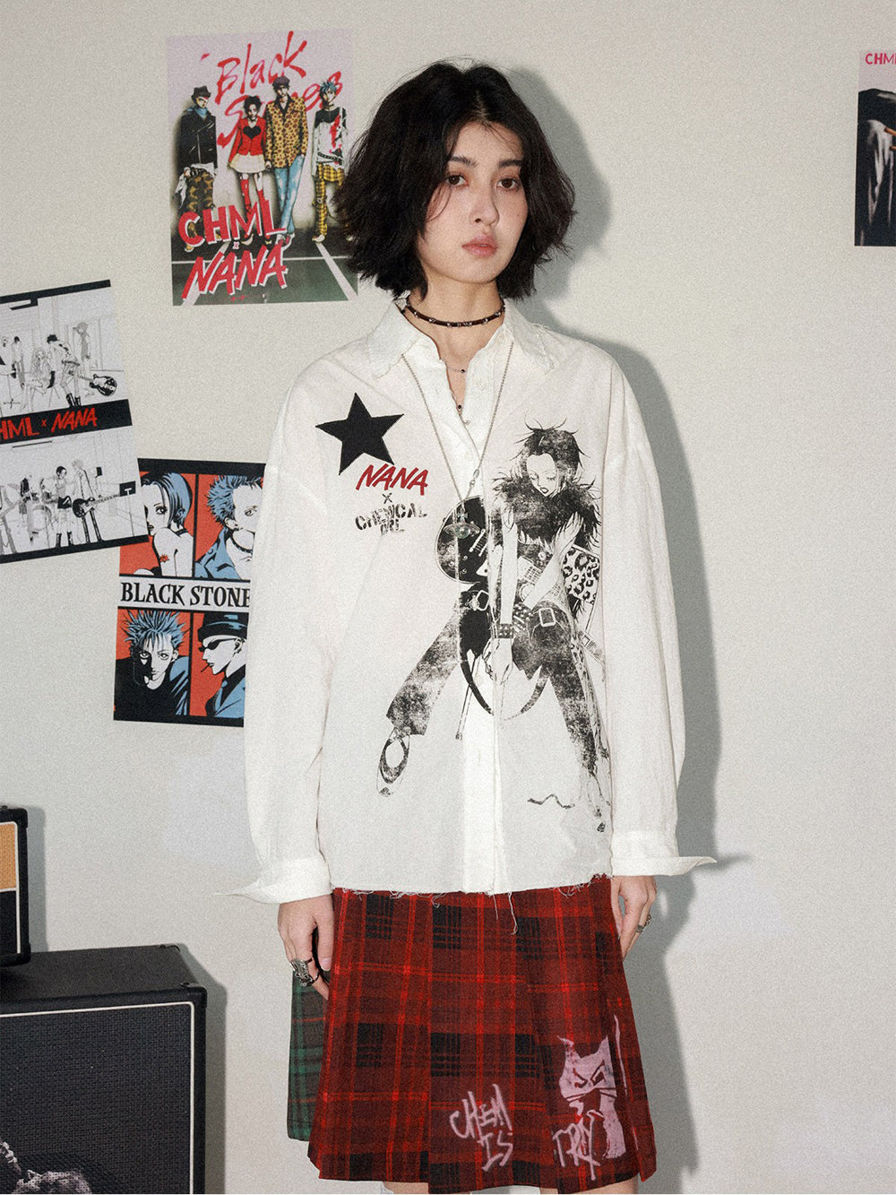 Manga Guitar Graphic Long Sleeve Shirt