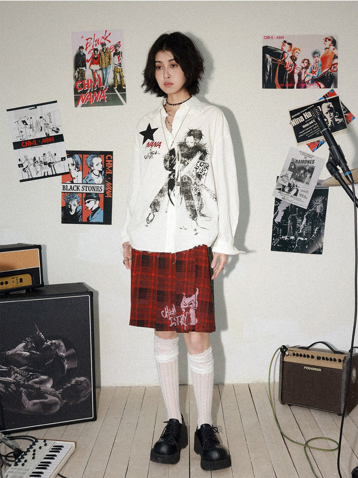 Manga Guitar Graphic Long Sleeve Shirt