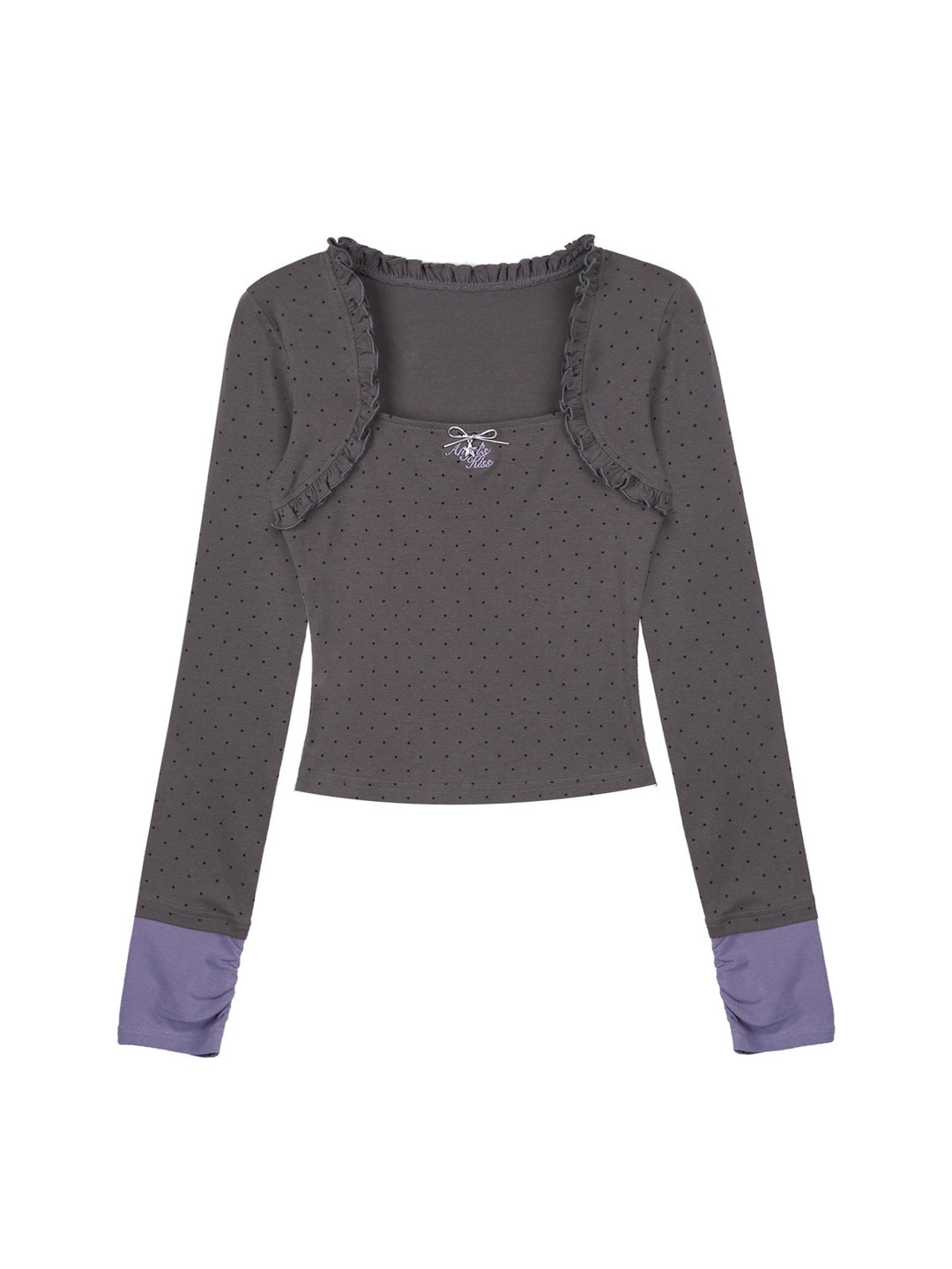Ruffle-Trim Polka Dot Square Neck Top