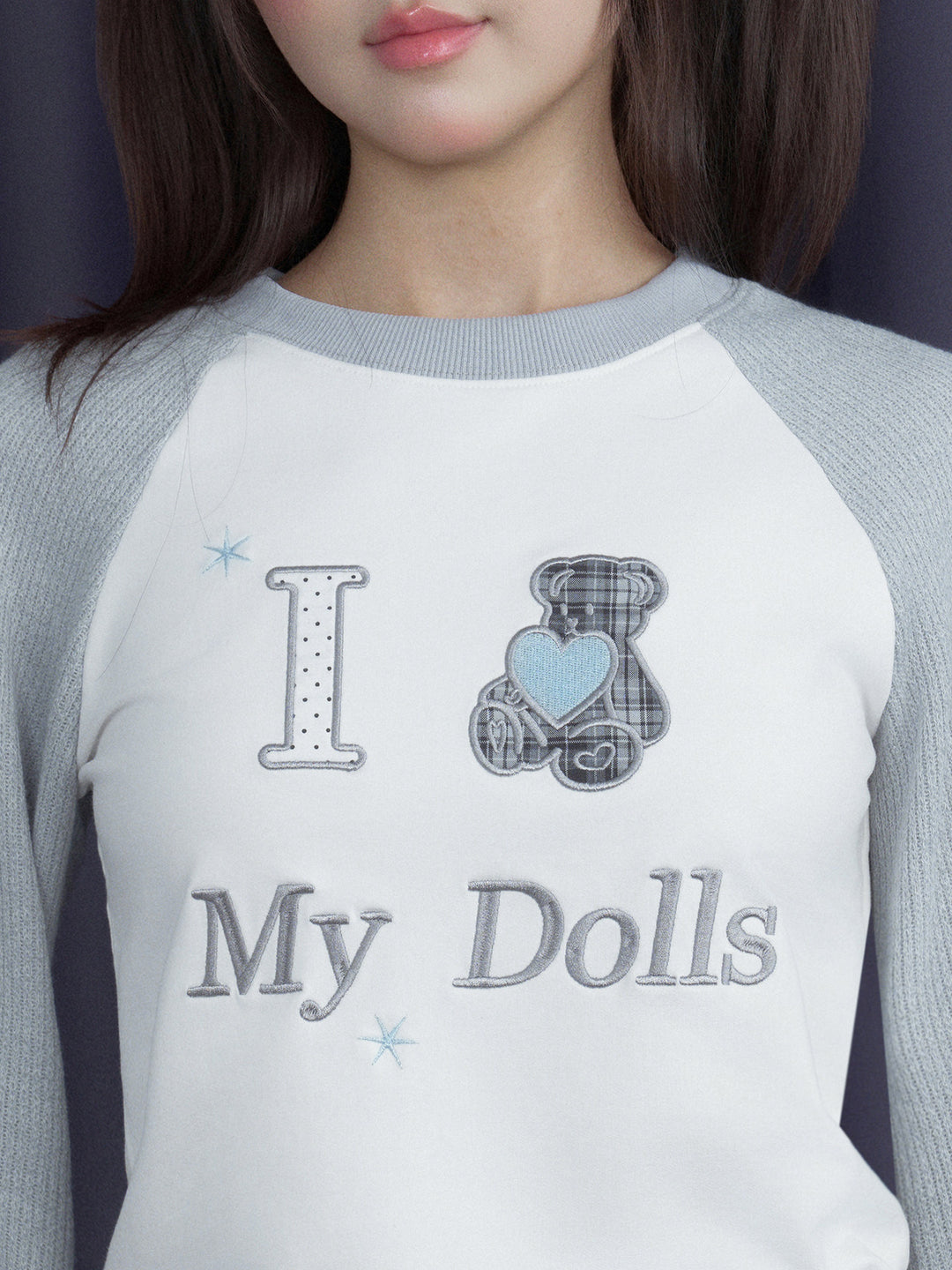 Teddy Bear Raglan Sleeve Graphic Top
