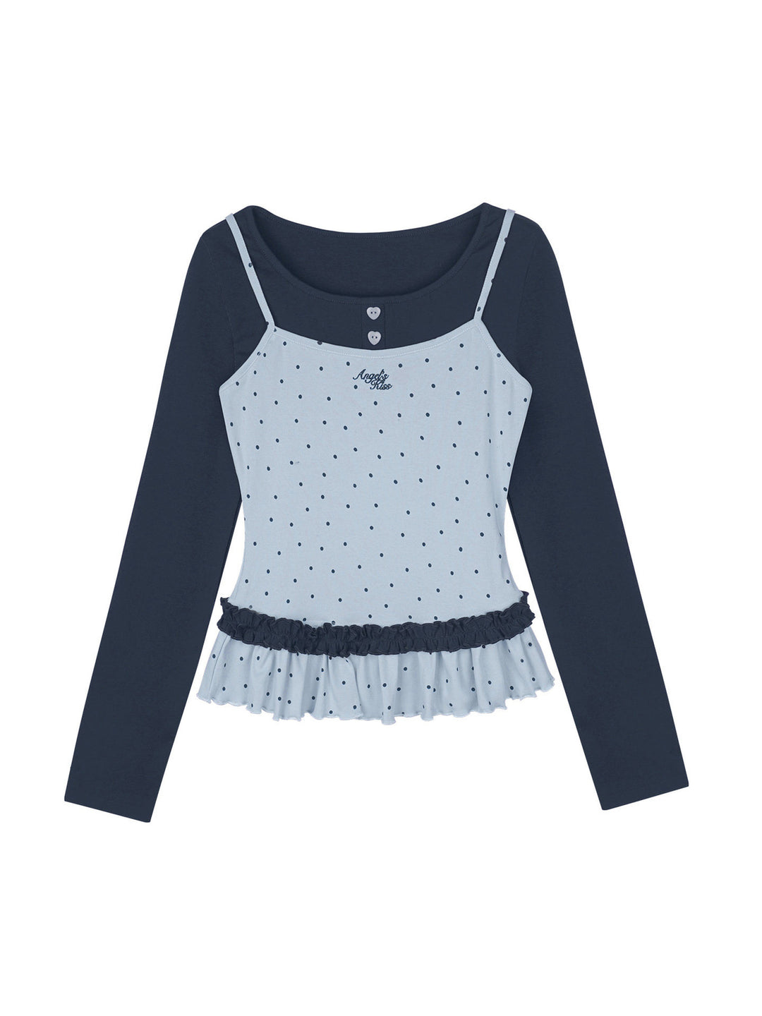 Faux Layered Polka Dot Peplum Top