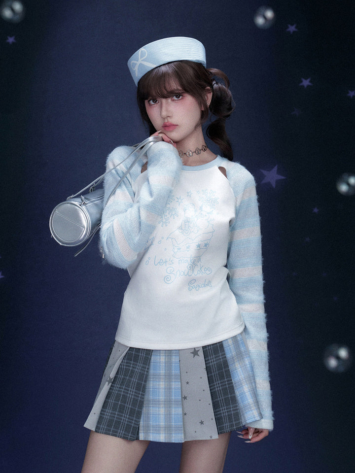 Snowman Striped Raglan Sleeve Top