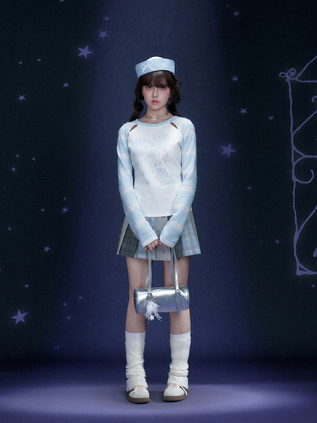 Snowman Striped Raglan Sleeve Top
