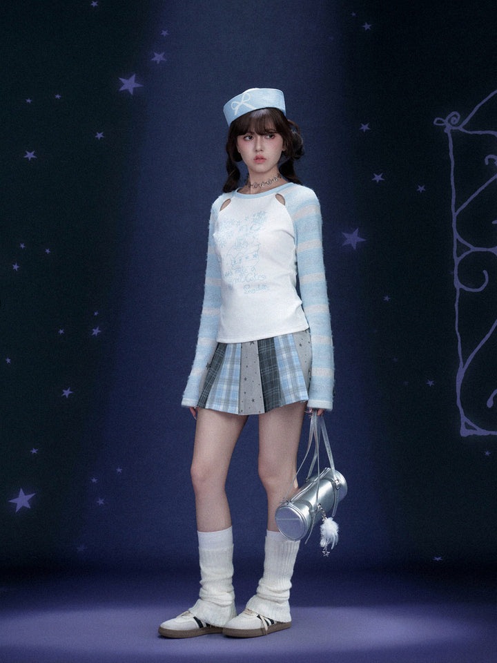 Snowman Striped Raglan Sleeve Top