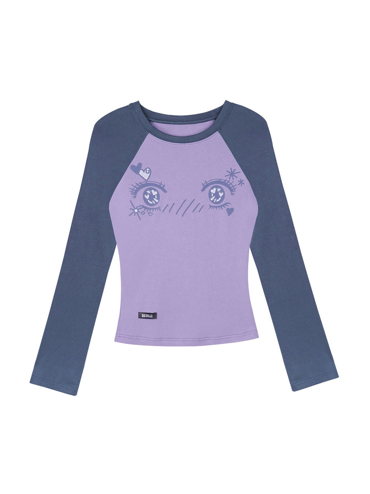 Manga Eye Graphic Raglan Top