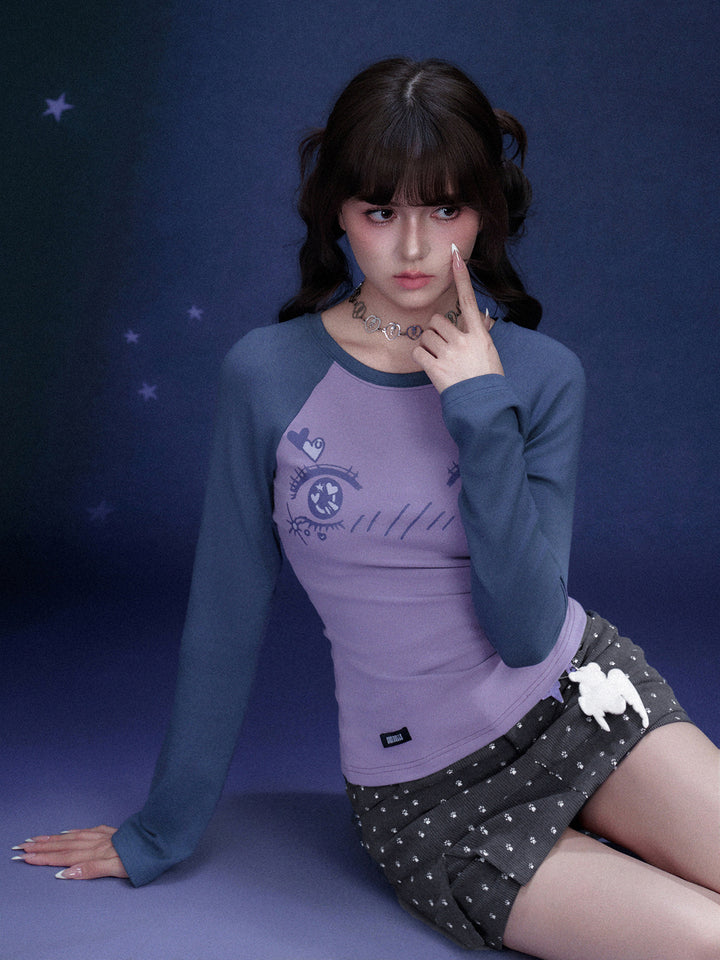 Manga Eye Graphic Raglan Top