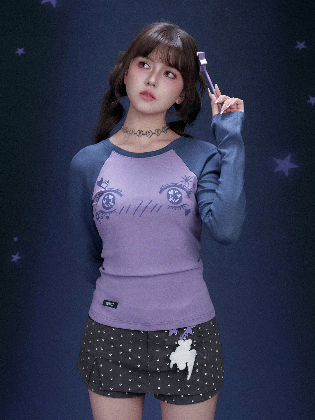 Manga Eye Graphic Raglan Top