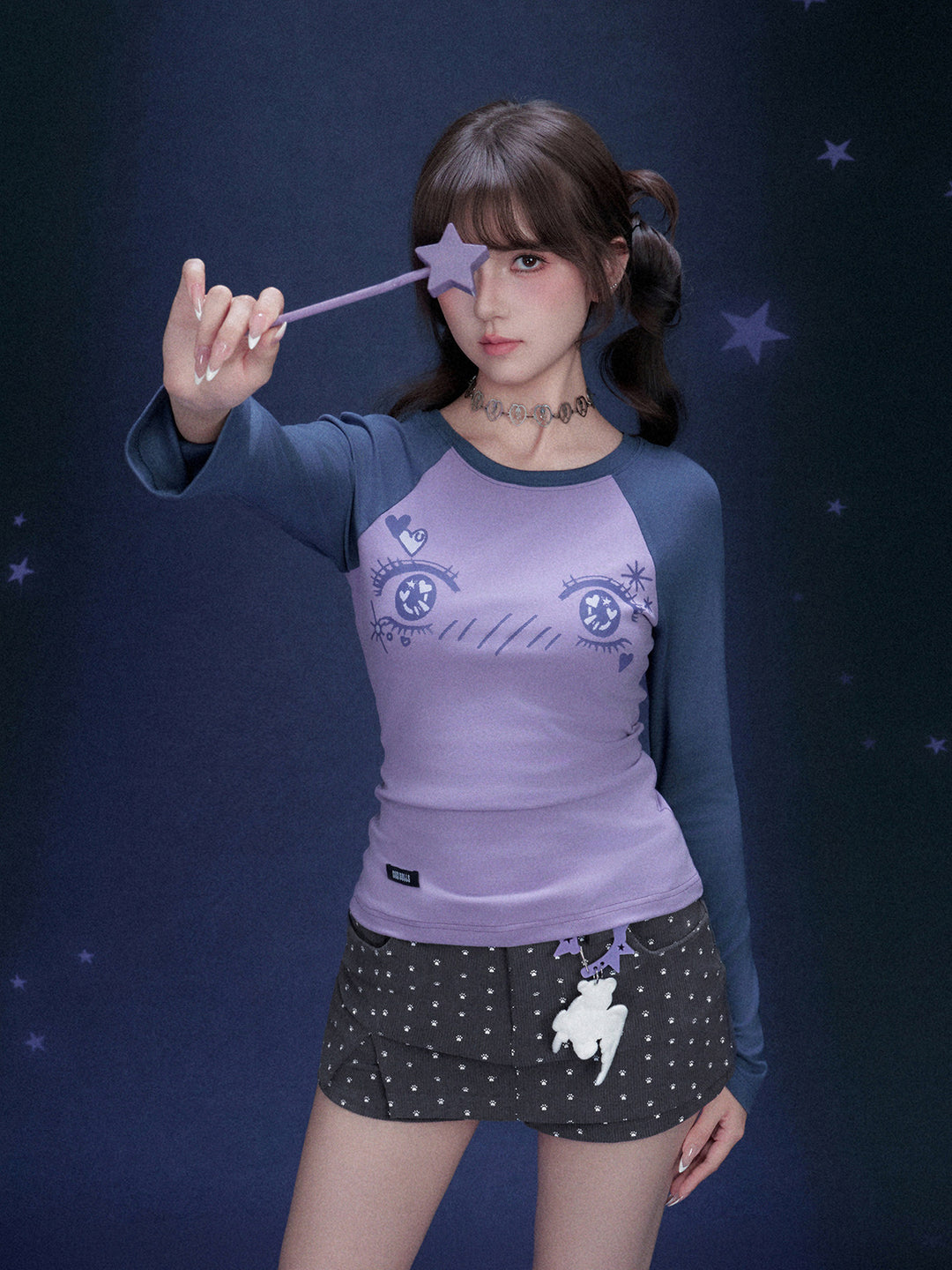 Manga Eye Graphic Raglan Top