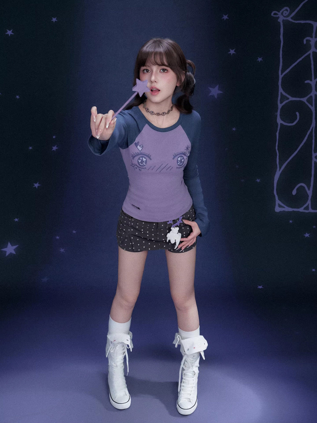 Manga Eye Graphic Raglan Top