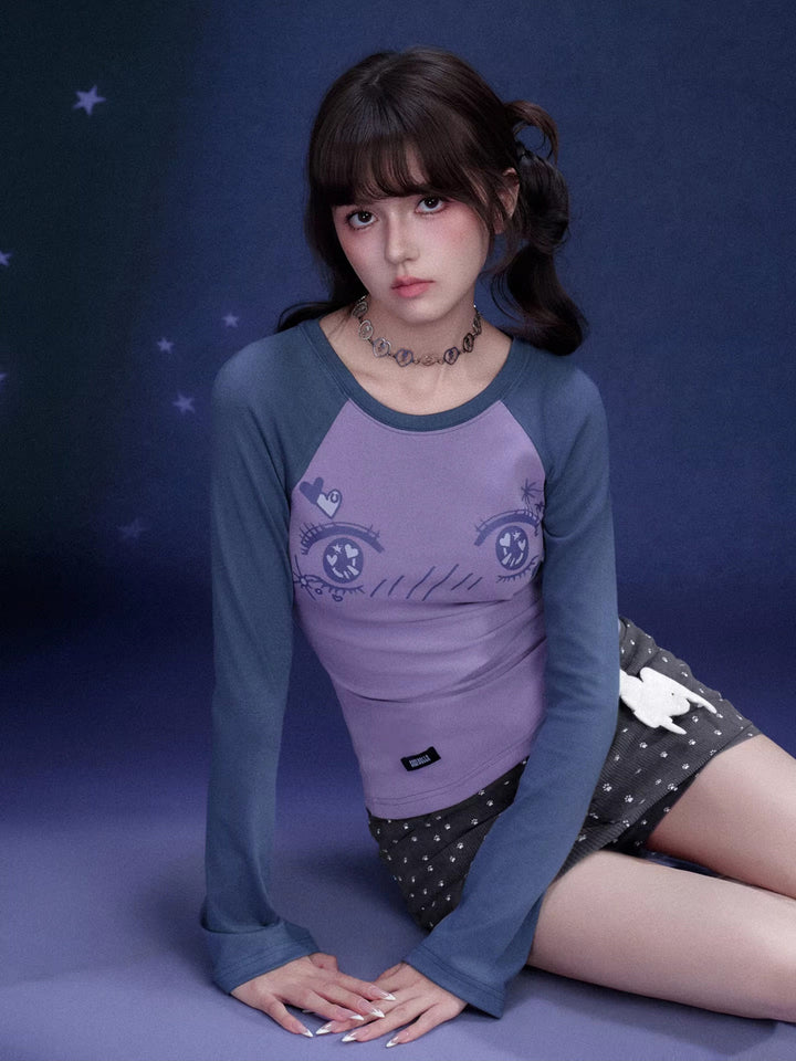 Manga Eye Graphic Raglan Top