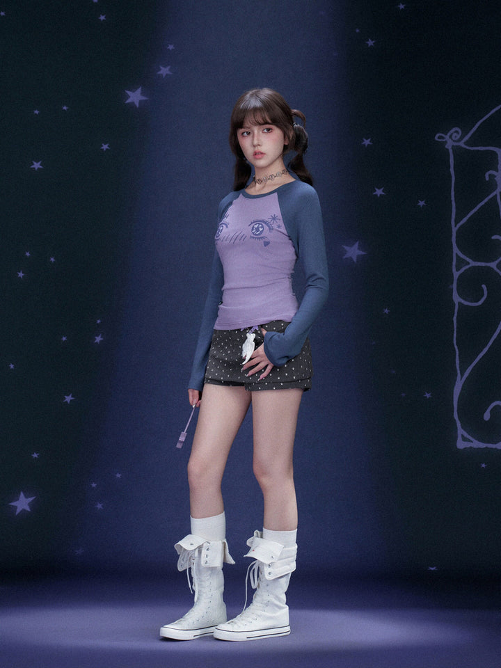 Manga Eye Graphic Raglan Top