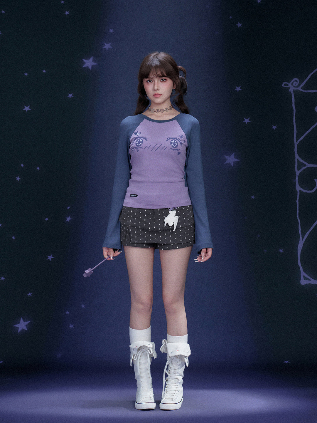 Manga Eye Graphic Raglan Top