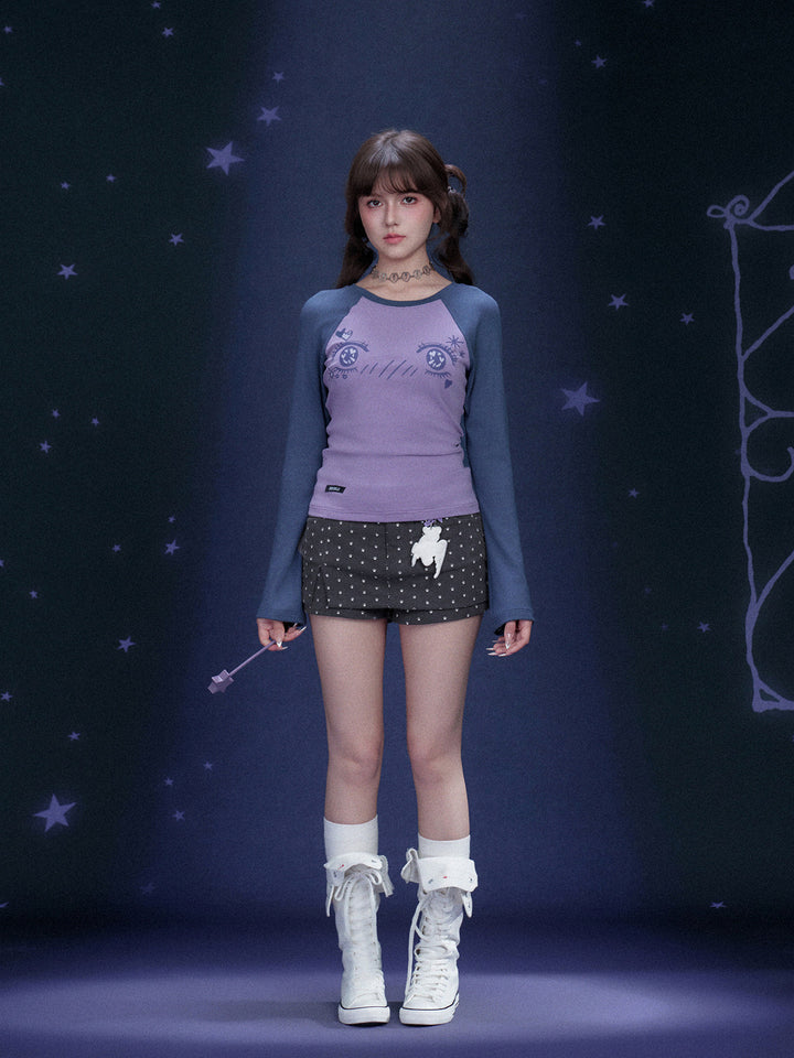Manga Eye Graphic Raglan Top