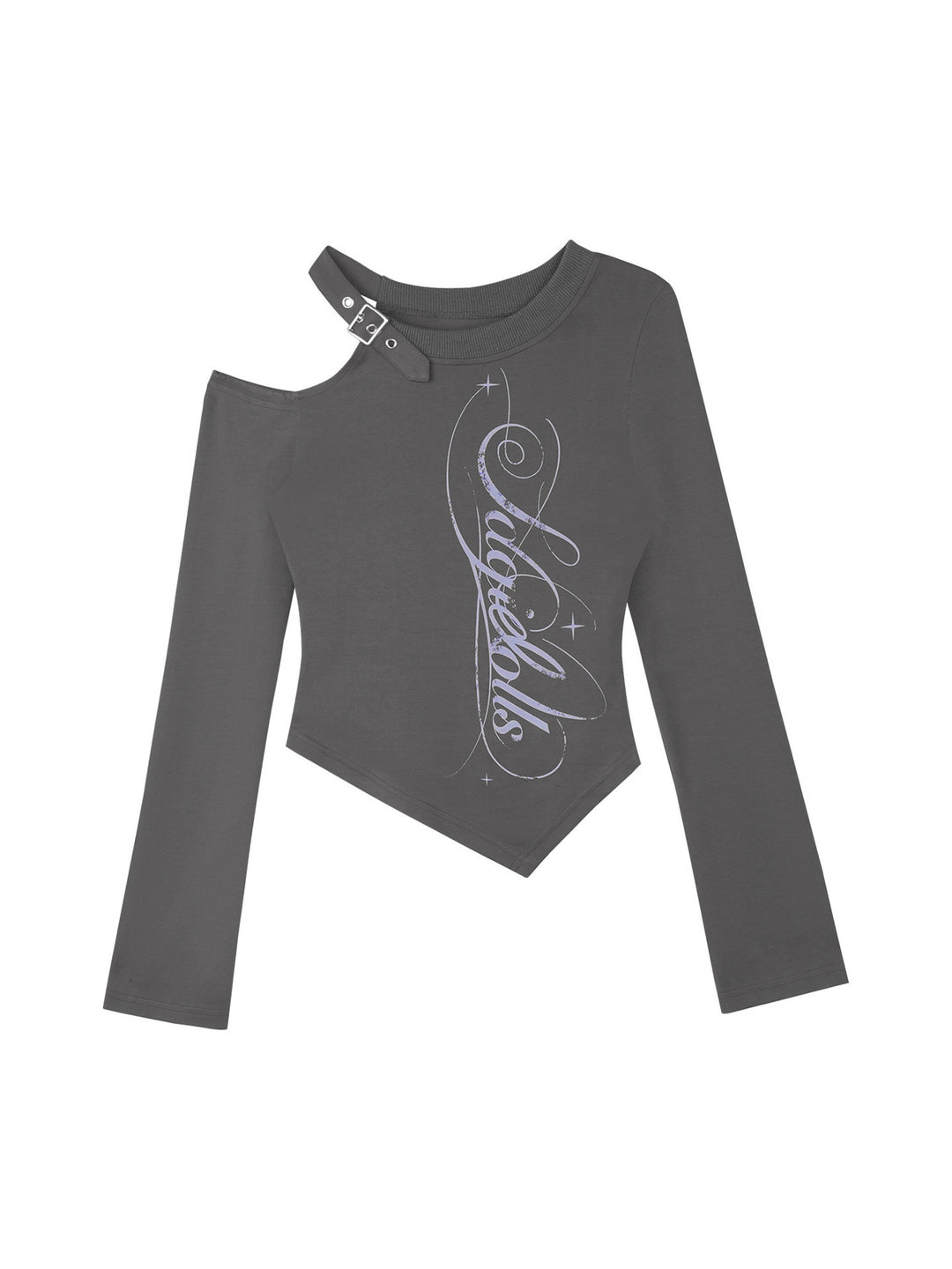 Buckle Cutout Graphic Long Sleeve Top
