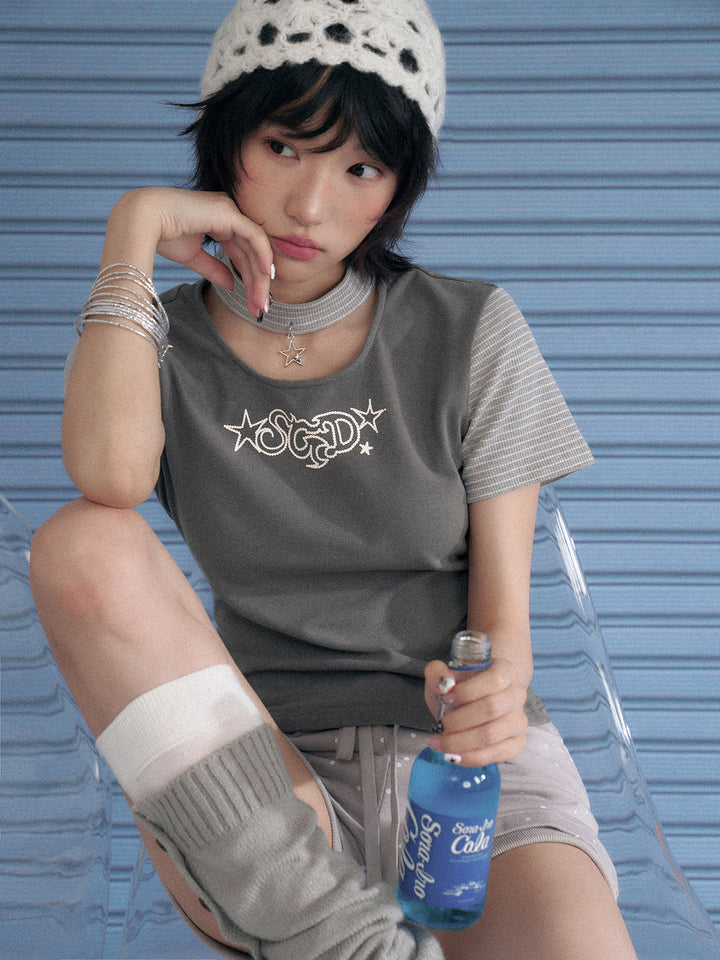Star Choker Graphic Raglan T-Shirt