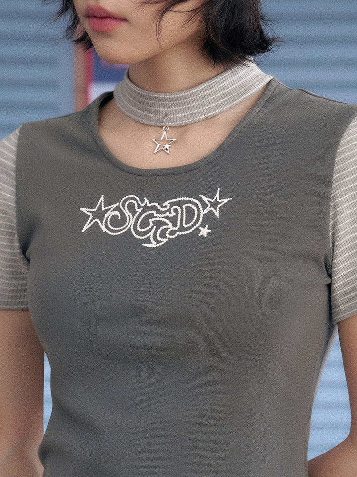 Star Choker Graphic Raglan T-Shirt