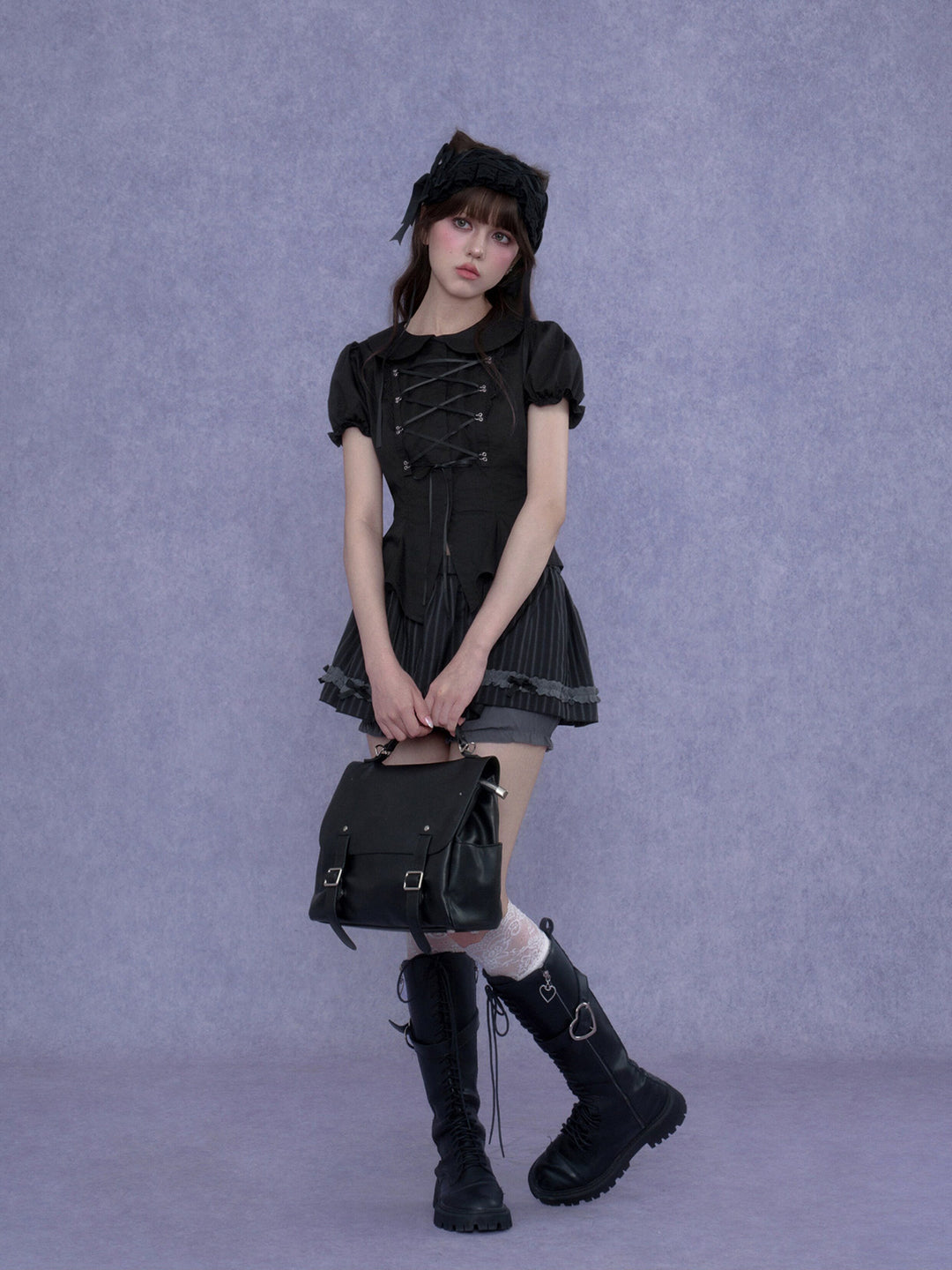 Lace-Up Peter Pan Collar Top
