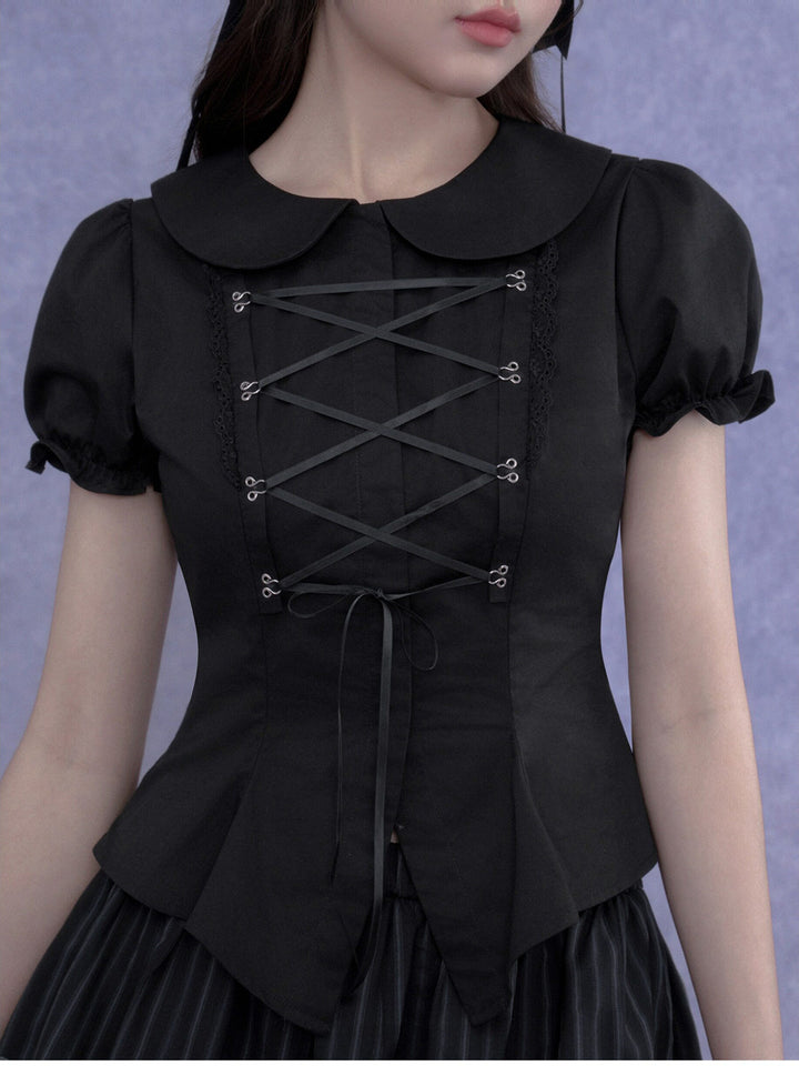 Lace-Up Peter Pan Collar Top