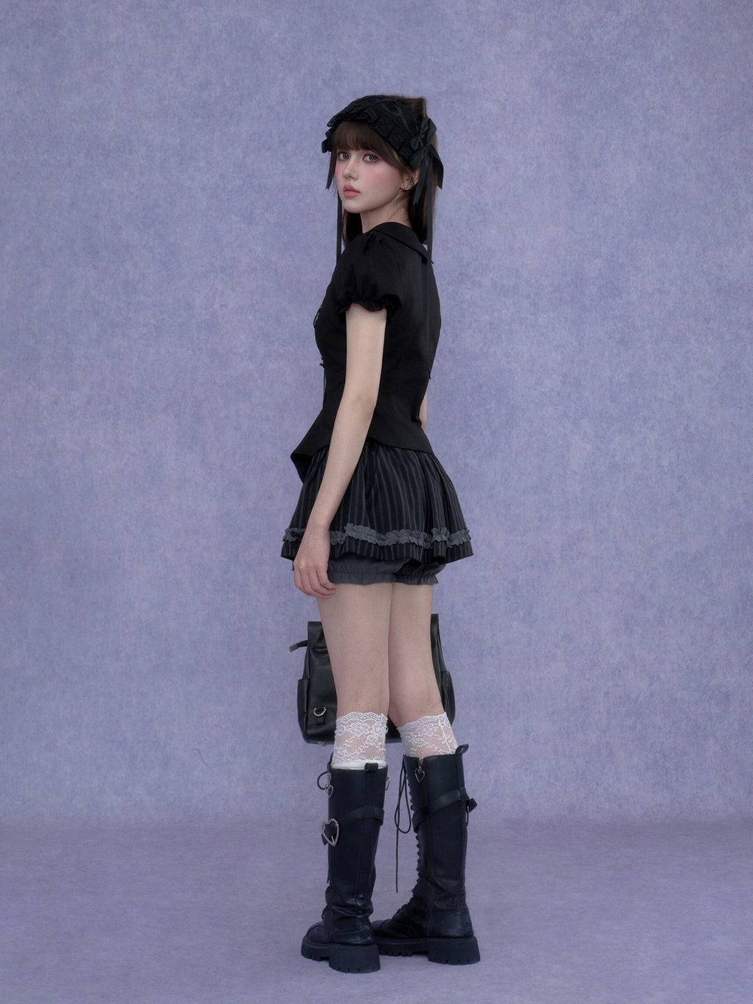Lace-Up Peter Pan Collar Top