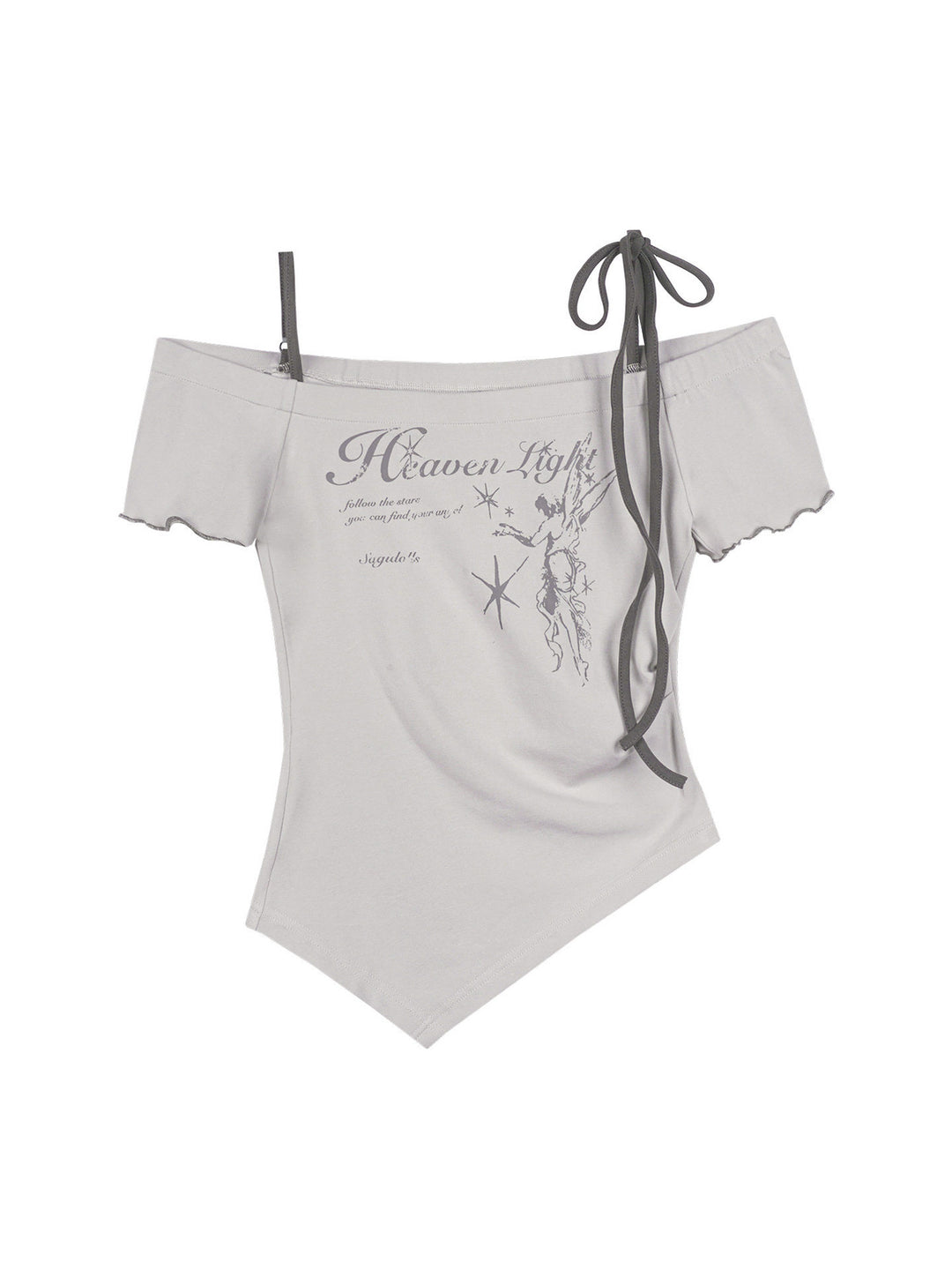 Angel Graphic Asymmetric Off-Shoulder Top