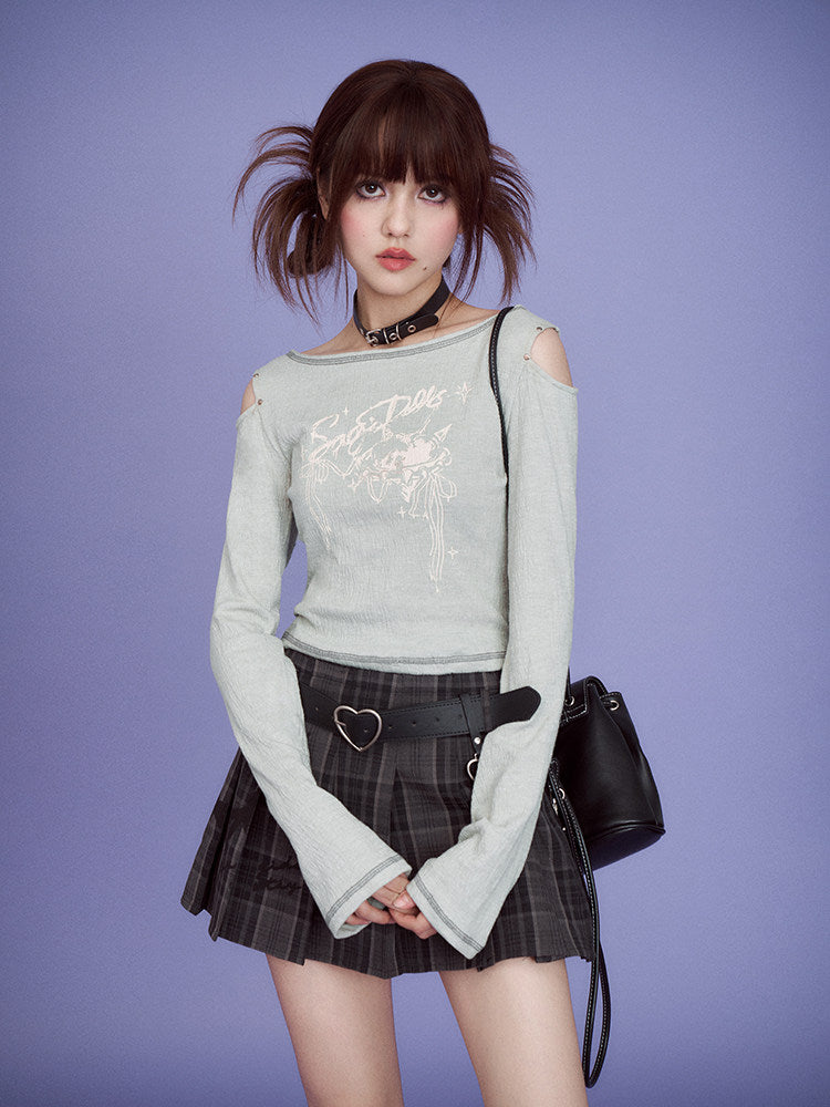 Studded Cold Shoulder Graphic Tee