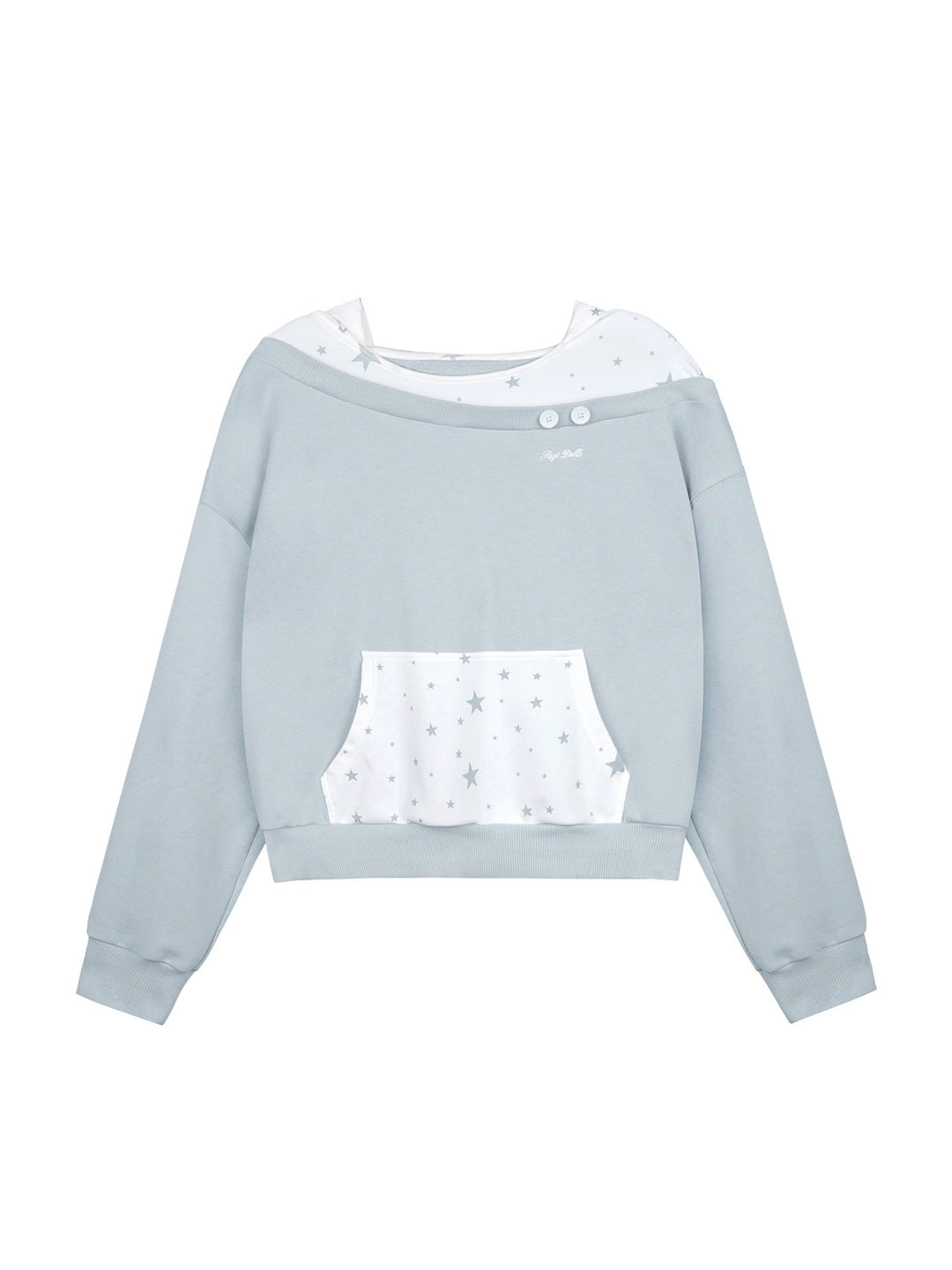 Star Print Layered Off-Shoulder Hoodie