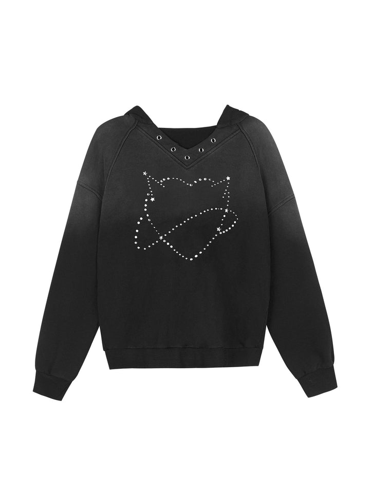 Rhinestone Orbit Heart Hoodie