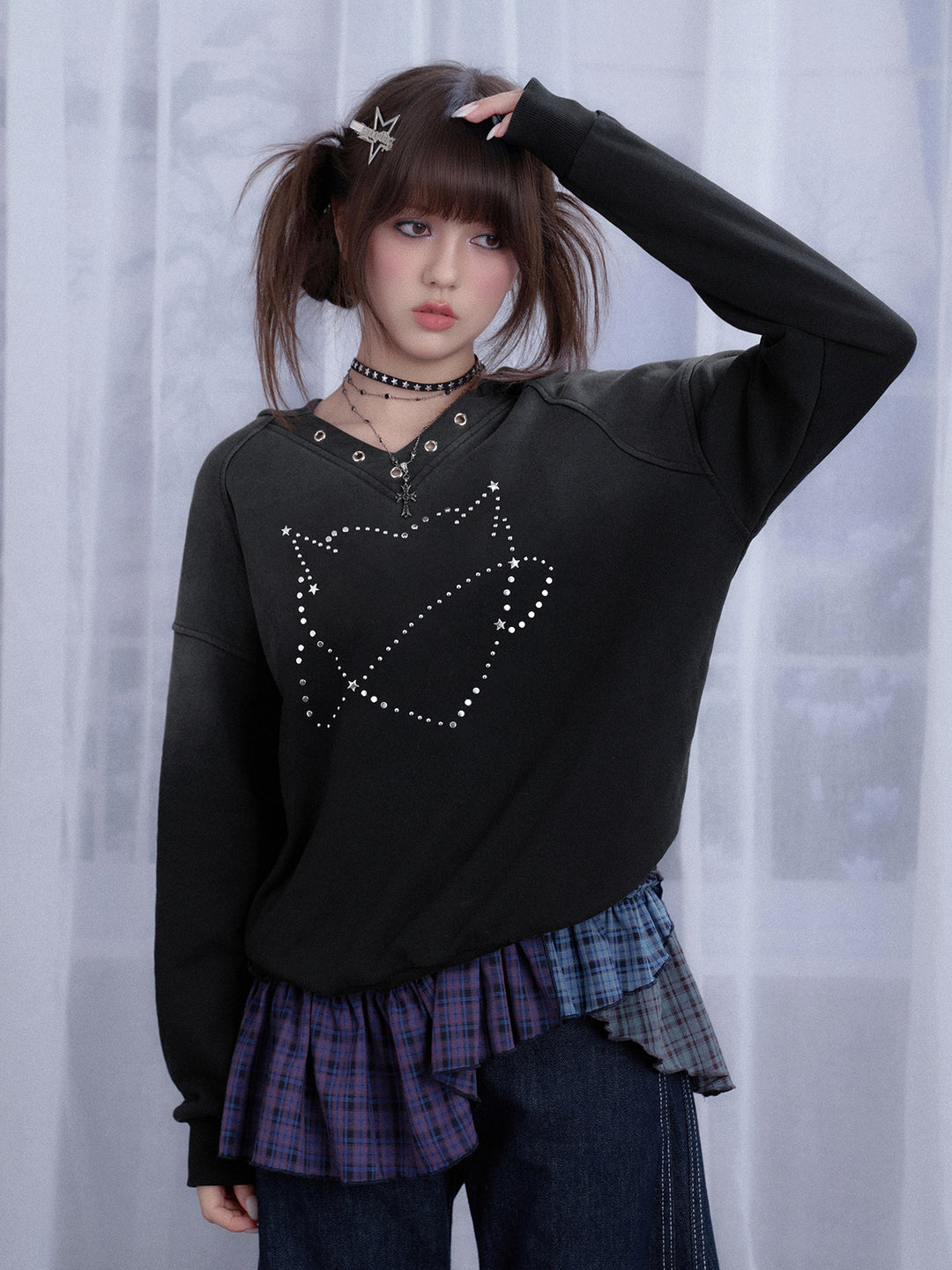 Rhinestone Orbit Heart Hoodie