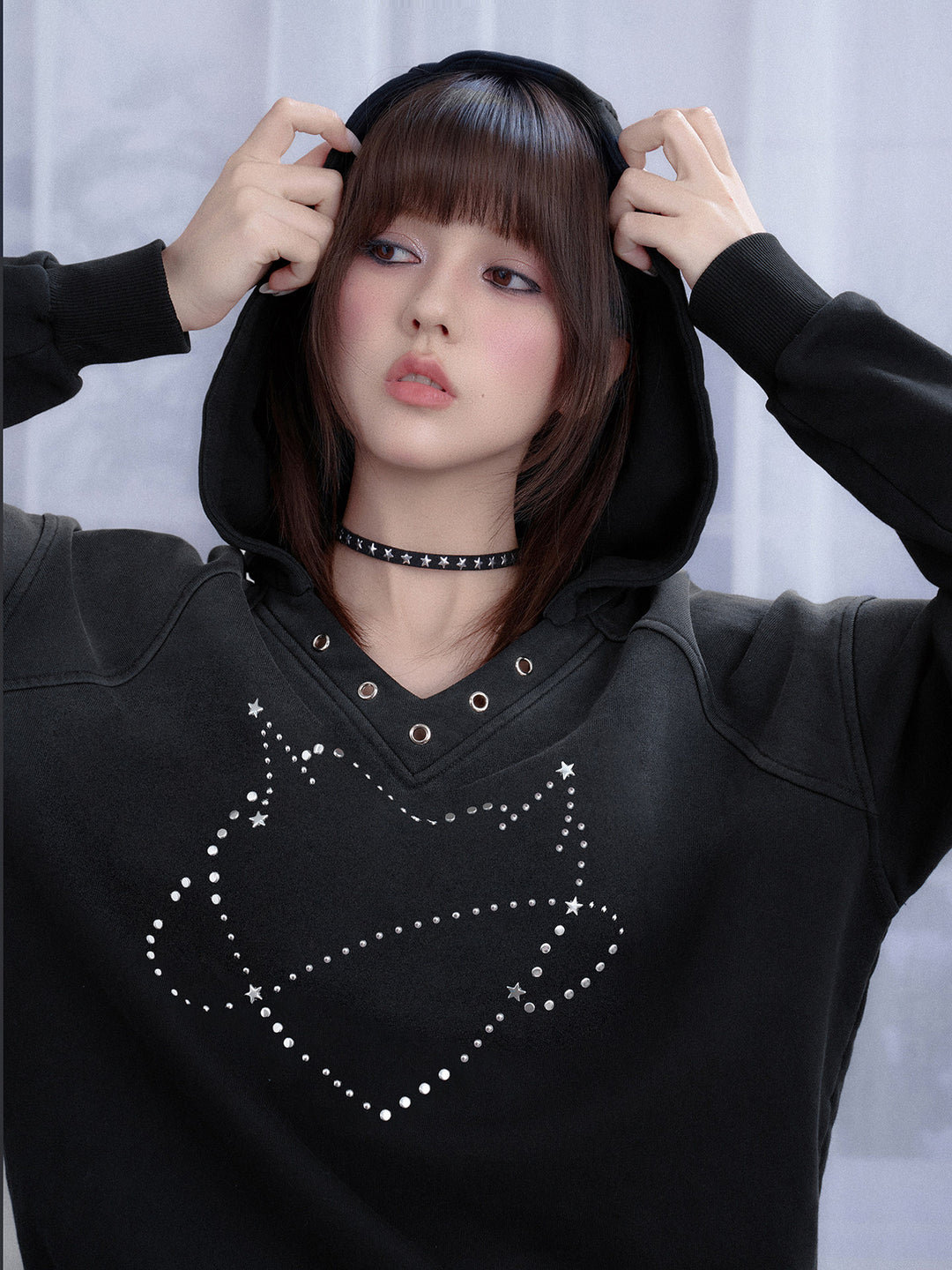Rhinestone Orbit Heart Hoodie