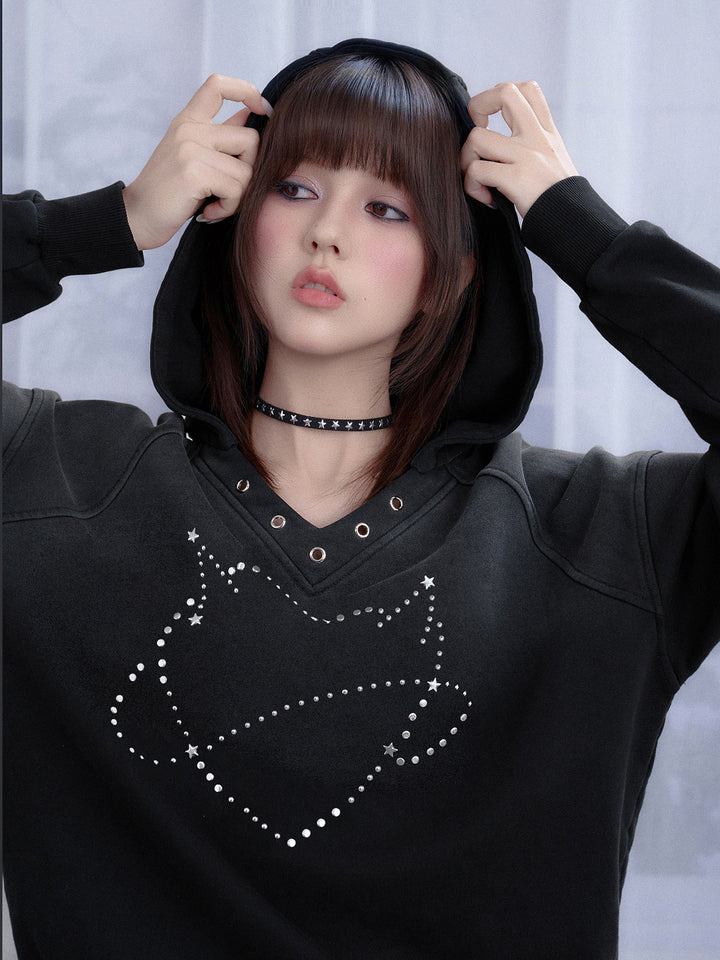 Rhinestone Orbit Heart Hoodie