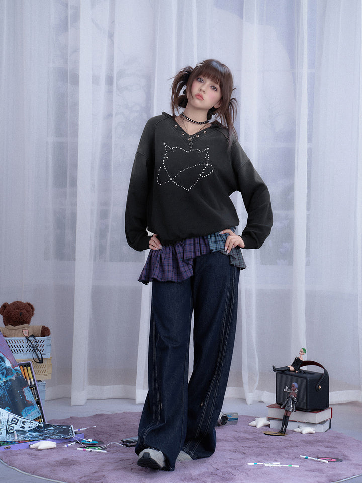 Rhinestone Orbit Heart Hoodie