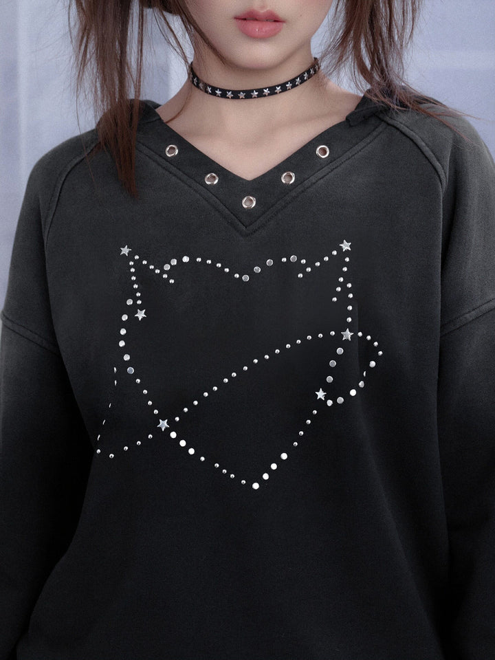 Rhinestone Orbit Heart Hoodie