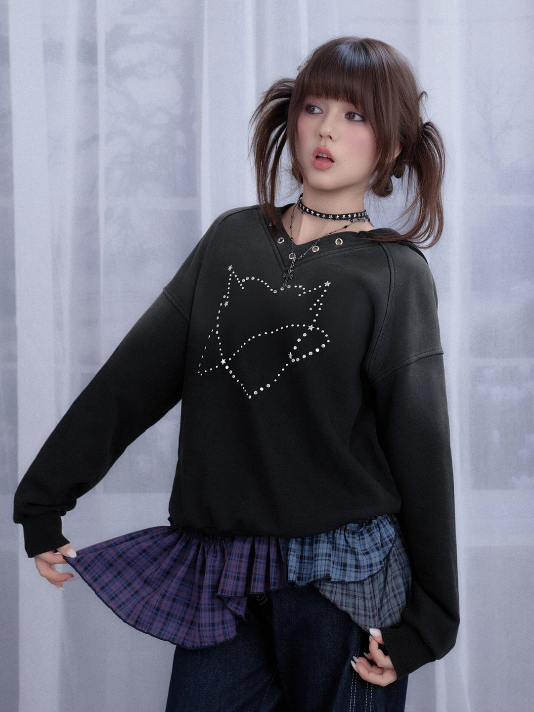 Rhinestone Orbit Heart Hoodie