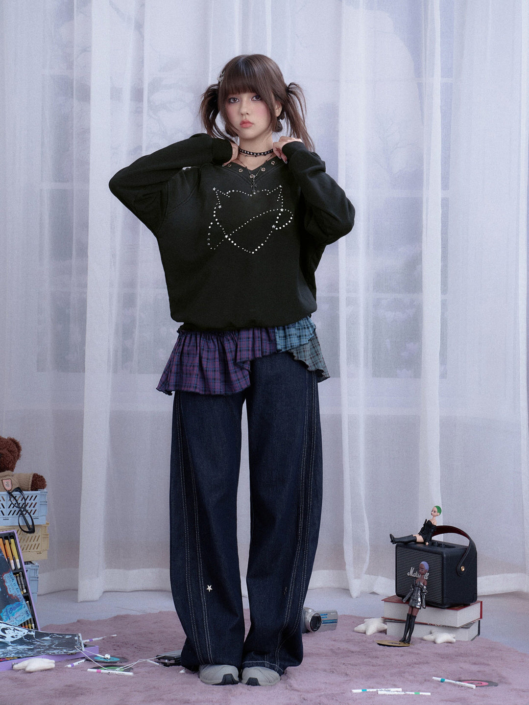 Rhinestone Orbit Heart Hoodie