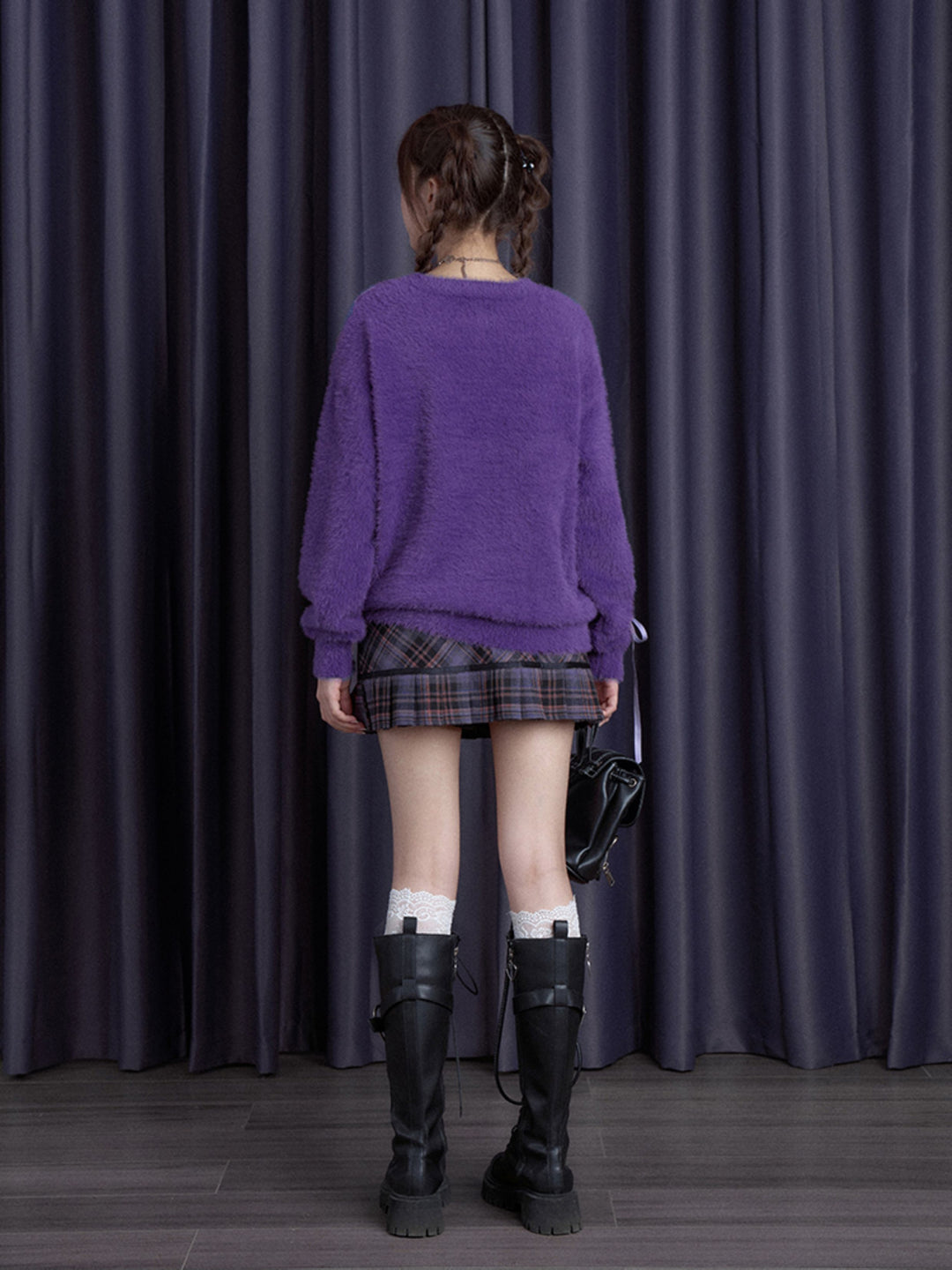Teddy Bear Ribbon Fuzzy Sweater