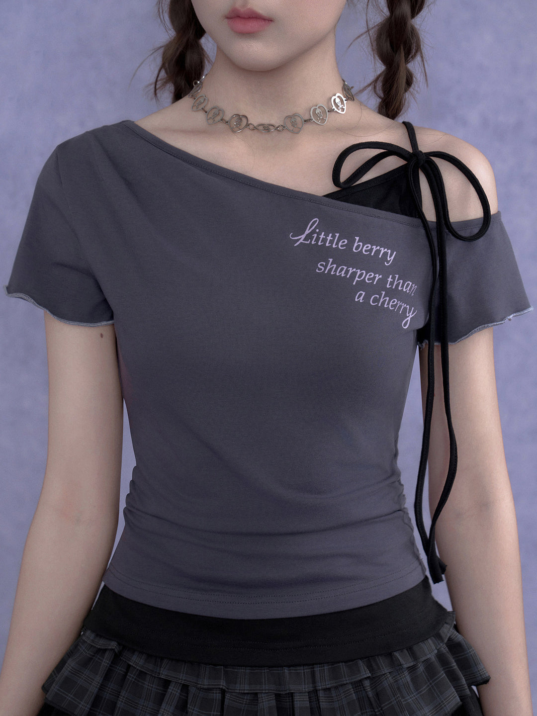 Y2K Asymmetric Tie-Shoulder Layered Top