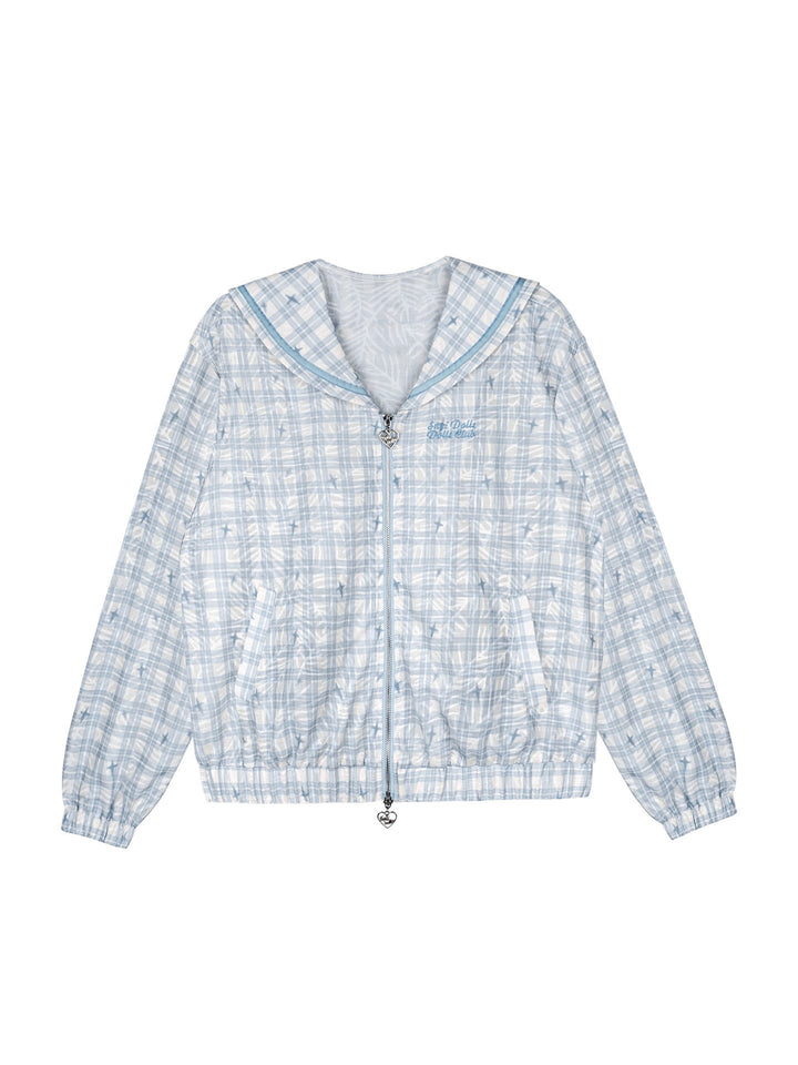 Blue Plaid Sailor Collar Jacket