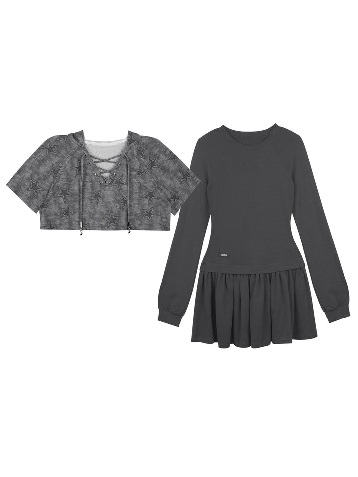 Grunge Cat Ear Two-Piece Mini Dress