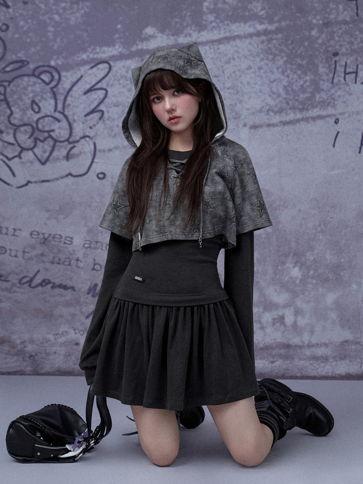 Grunge Cat Ear Two-Piece Mini Dress