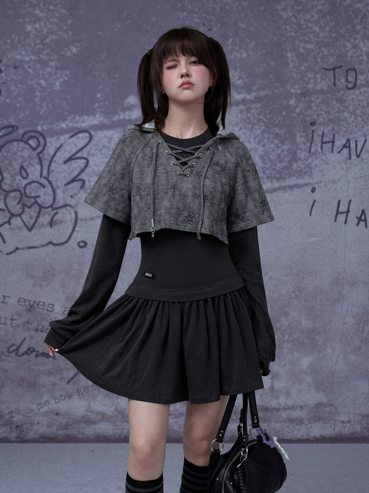 Grunge Cat Ear Two-Piece Mini Dress