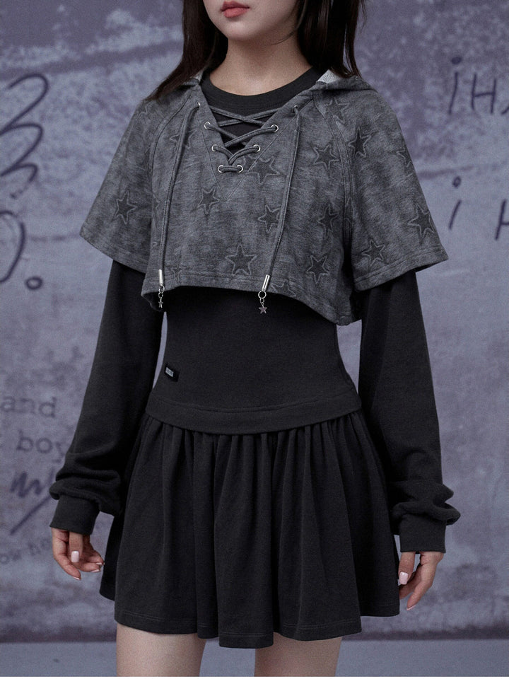 Grunge Cat Ear Two-Piece Mini Dress
